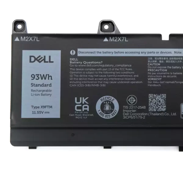 Originalna baterija za prenosnik DELL X9FTM - Image 3