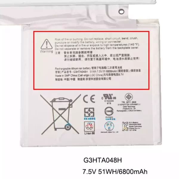 Originalna baterija za prenosnik G3HTA048H,Microsoft Surface Book 2 1832 1834 - Image 3