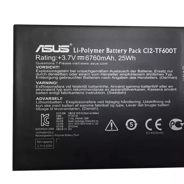 Baterija za tablični računalnik ASUS C12-TF600T,VivoTab RT TF600T TF600TG - Image 3