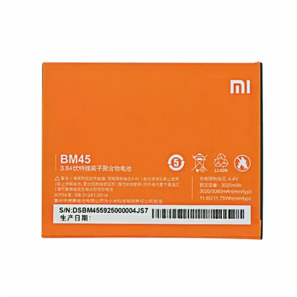 Baterija za mobilnega telefona BM45 za Xiaomi Redmi Hongmi Note 2