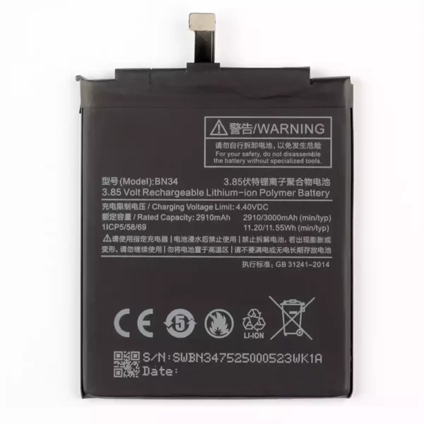 Baterija za mobilnega telefona BN34 za Xiaomi Redmi 5A