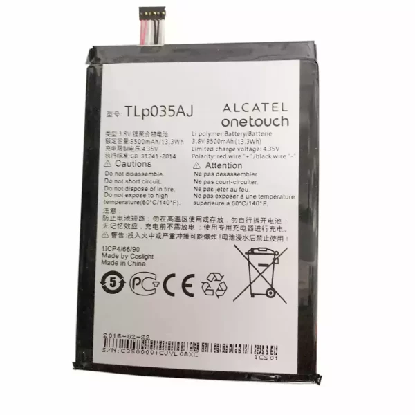 Baterija za mobilnega telefona TLP035AJ za Alcatel onetouch N1 MAX
