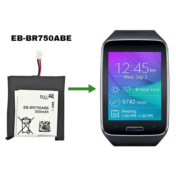 Nadomestna baterija EB-BR750ABE za Samsung Galaxy Gear S R750,SM-R750,SM-N910A SM-N910V SM-N910A SM-N915P SM-N910T - Image 4