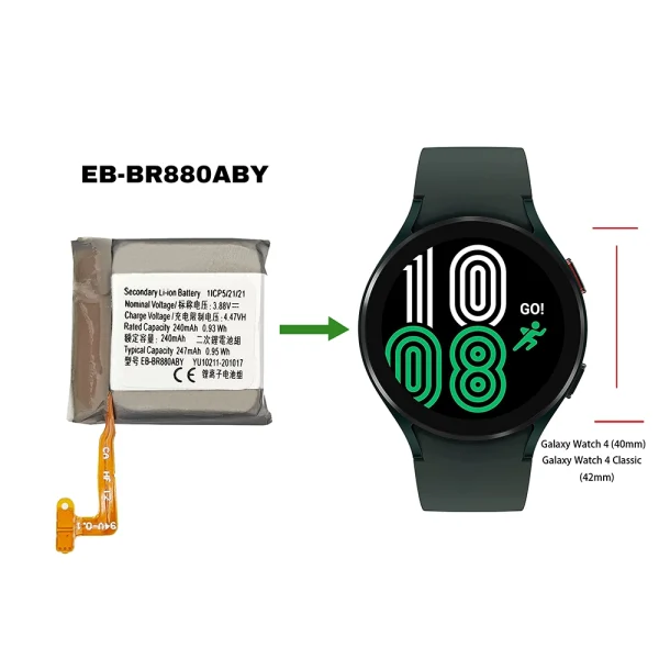 Nadomestna baterija EB-BR880ABY za Samsung Galaxy Watch 4 (40mm) SM-R860 SM-R865,Galaxy Watch 4 Classic (42mm) SM-R880 SM-R885 - Image 4