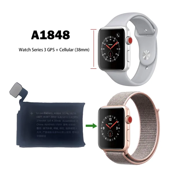 Nadomestna baterija A1848 za Apple Watch Series 3 GPS + Cellular (38mm) - Image 4