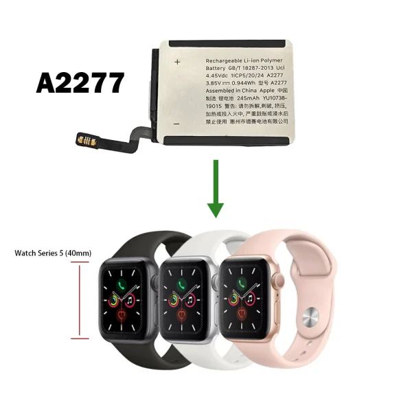 Nadomestna baterija A2277 za Apple Watch Series 5 (40mm),Apple Watch SE 2020 (40mm),Apple Watch SE 2nd LTE 2022 (40mm) - Image 4