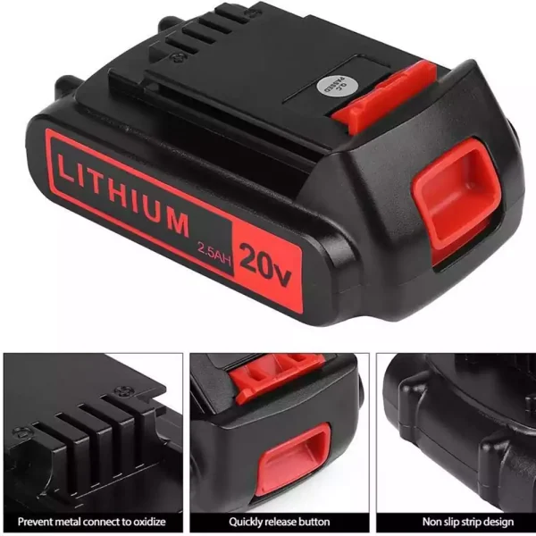 20V 2.5Ah Nadomestna baterija za Black&Decker LBX4020 LBXR20 LBXR20B LBXR20-OPE LBXR2020 LB20 LBX20 LB2X4020 - Image 2