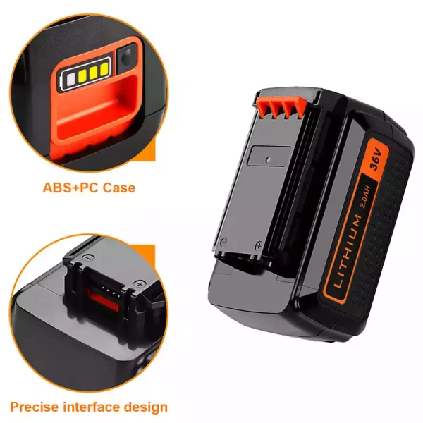 36V 2.0Ah Nadomestna baterija za Black&Decker MTC220,MST1024,MST2118,CST1200,CST800,NST1118 - Image 3