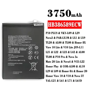 Baterija mobilnega telefona HB386589ECW za HUAWEI P10 PLUS /Nova3 / Honor 8X / View 10 Lite / P10 Pro / Nova 3a / Mate 20 Lite / Nova4 / Honor 8A / Honor 20 / Honor View 10 / Nova 5T