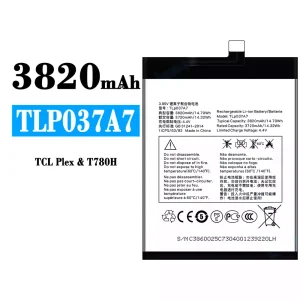 Baterija mobilnega telefona TLP037A7 za Alcatel TCL Plex/T780H