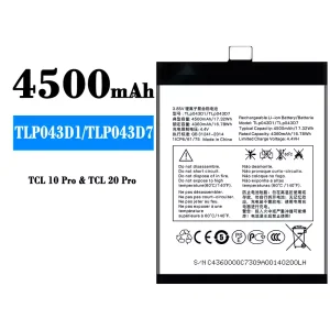 Baterija mobilnega telefona TLP043D1/TLP043D7 za Alcatel TCL 10 Plus/TCL 20 Plus/TCL 10 pro/TCL 20 pro