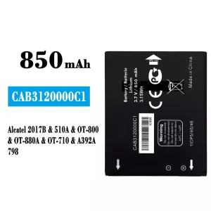 Baterija mobilnega telefona CAB3120000C1 za Alcatel 2017B/510A/798/OT-800/OT-880A/OT-710/A392A